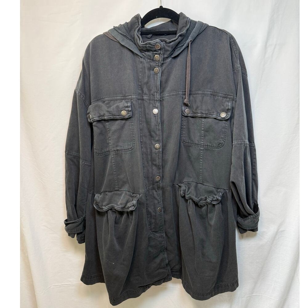Free People We the Free Nocturne Parka Coat, Washed Black, Size Medium
